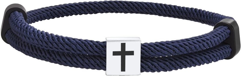 TempBeau Store Braided Men Rope Cross Bracelet - Adjustable Tree of Life Cord Surfing Bracelet, Handmade Nautical Navy Marine String Bracelet with Metal Knot, Easter Women Bracelets Gifts - Image 1